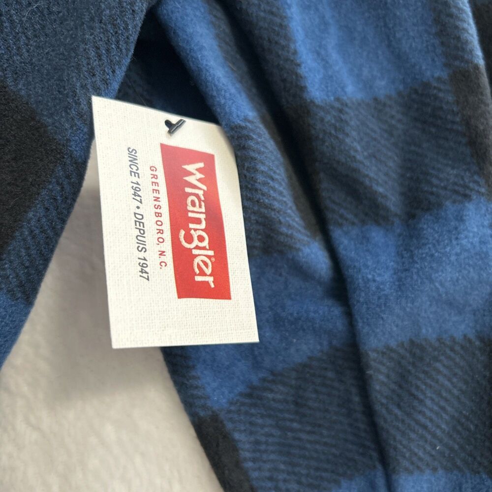 Wrangler Fleece Buffalo Plaid Shirt Mens 3XL Blue Black Soft Shacket Flannel - Picture 6 of 9